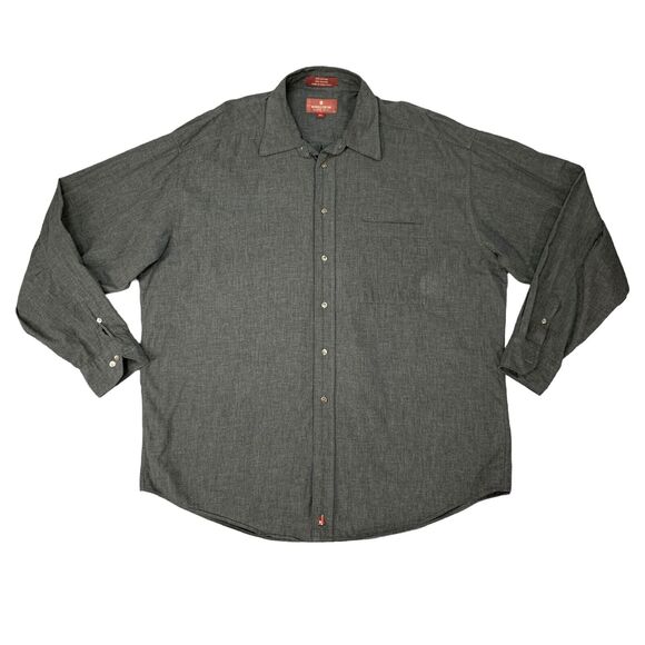 Nordstrom Dress Shirt Men L Large Charcoal Gray Natural Style Long Sleeve Collar - Picture 1 of 12